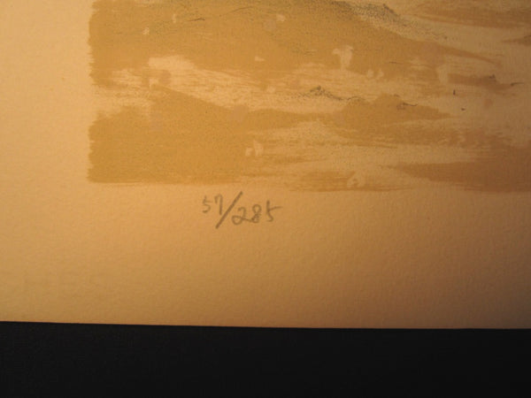 A Huge Orig Japanese Woodblock Print Limit number PENCIL Sign K. Tomita Snow Train Station