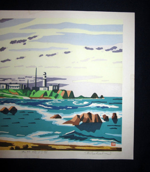Extra Large Orig Japanese Woodblock Print Limited # PENCIL Sign Takahashi Lighthouse