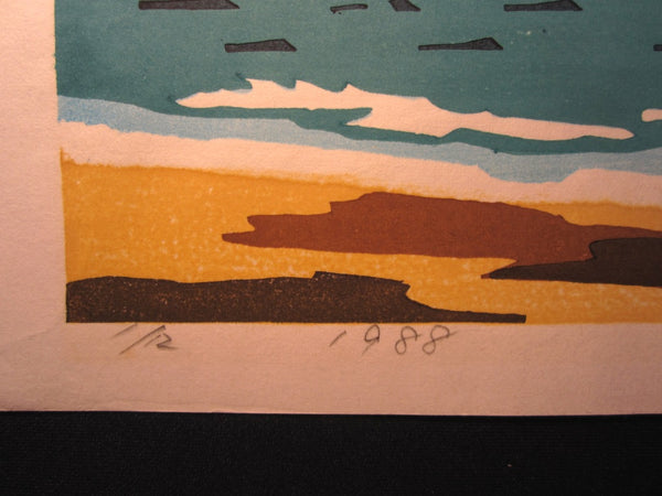 Extra Large Orig Japanese Woodblock Print Limited # PENCIL Sign Takahashi Lighthouse