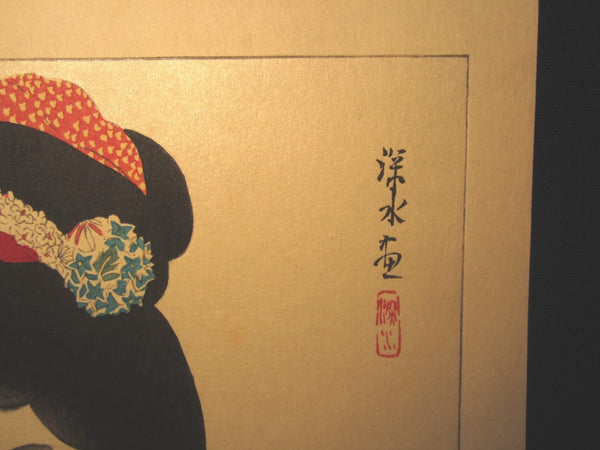 Orig Japanese Woodblock Print Ito Shinsui Bijin-ga Makeup May Taisho 14, 1926