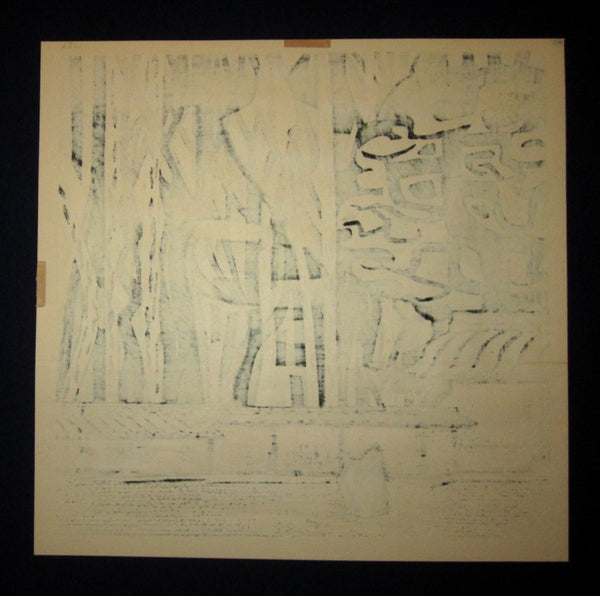 A Great Orig Japanese woodblock Print LIMIT# PENCIL Hashimoto Okiie Stone Garden No3