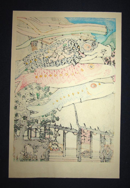 A Great Orig Japanese Woodblock Print Toru Shimizu Pencil Sign Limited Number Spring Breeze 1997