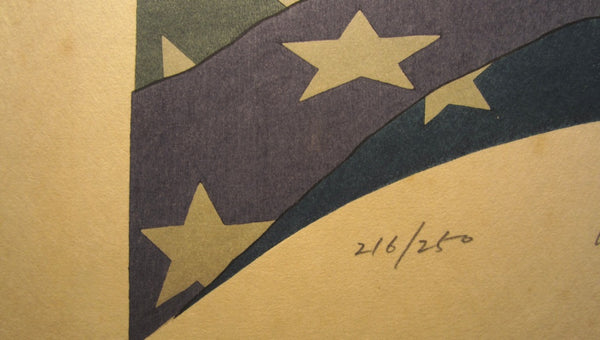 A Huge Orig Japanese Woodblock Print PENCIL Sign Limit# Masakane Yonekura Nude and Cross 1978