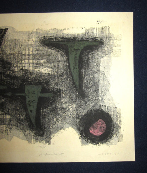 A Great Orig Japanese Woodblock Print Pencil-Signed Limited-Number Amano Crow-F  May 1959