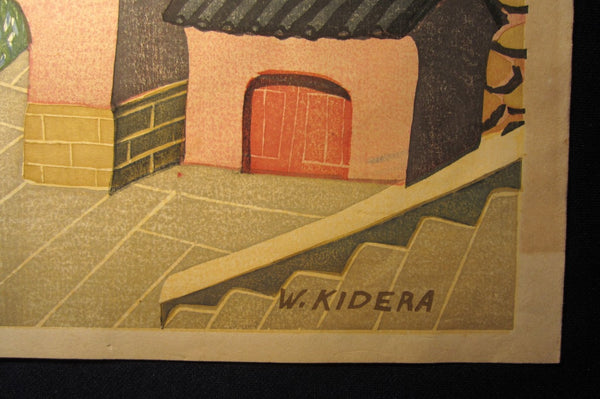 A Great Orig Japanese Woodblock Print W. Kidera Chinese Castle