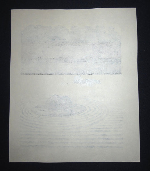 Orig Japanese Woodblock Print Ippei Kusaki Stone Garden
