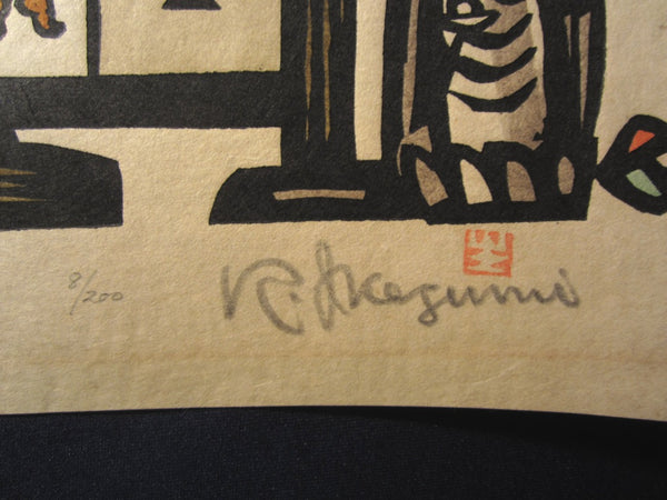 Huge Orig Japanese Woodblock Print PENCIL Sign Limit# Ikezumi Kiyoshi Ukiyoe Store