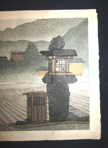 A Huge Orig Japanese Woodblock Print PENCIL Sign Limit# Joshua Rome Amawaka no Harasame