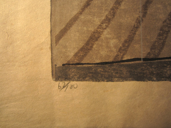 A Huge Orig Japanese Woodblock Print PENCIL Sign Limit# Joshua Rome Amawaka no Harasame