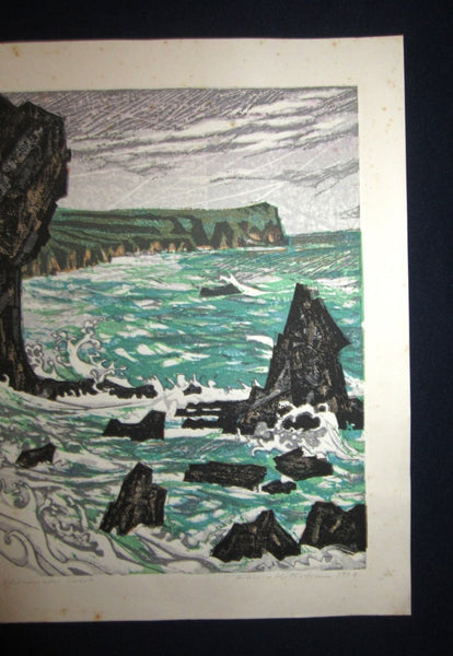 A Huge Orig Japanese Woodblock Print Kitaoka Fumio PENCIL Sign Limit# Shimanami Coast