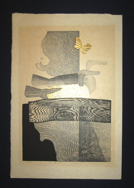 This is a HUGE, very beautiful, rare, and LIMITED NUMBER (53/100) original Japanese woodblock print “Water Dream Appointment C” PENCIL SIGNED by the famous Shin-Hanga woodblock print master Reika Iwami (1927-) made in 1983 IN EXCELLENT CONDITION.