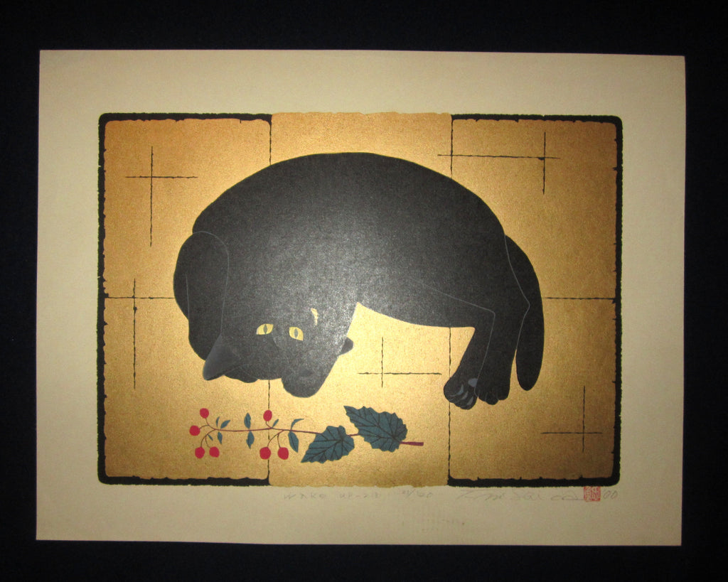 This is a very beautiful, rare and EXTRA LARGE LIMITED-Number (21/100) ORIGINAL Japanese Shin Hanga woodblock print “Wake - UP(2) B” PENCIL SIGNED by the famous Showa Shin Hanga woodblock print master Tadashige Nishida (1942 -) made in 2000.