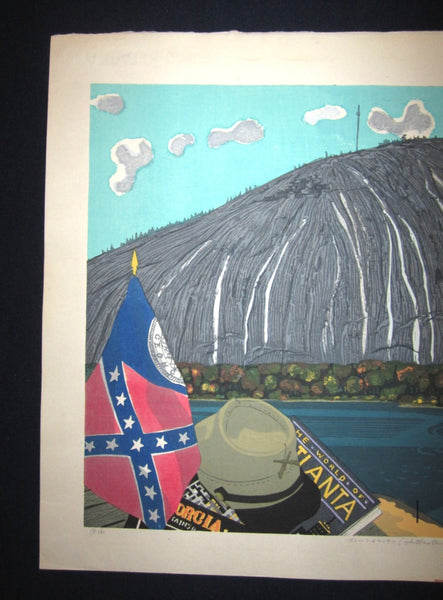 A Huge Orig Japanese Woodblock Print Kitaoka Fumio PENCIL Sign Limit# Atlanta WATER MARKS