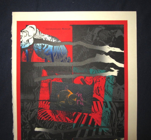 A Great Large Orig Japanese Woodblock Print LIMIT# PENCIL Sign Kurosaki Akira EMBROIDER MARK Smithsonian Museum