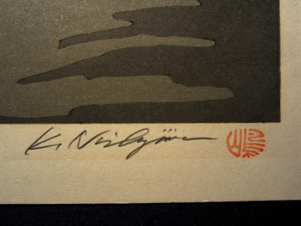 A HUGE Orig Japanese Woodblock Print PENCIL Sign Limit# Nishijima Katsuyuki Hosokugo Kisoji Street