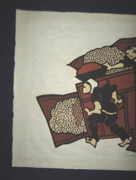 A Huge Orig Japanese Woodblock Print Mori Yoshitoshi Limit# Pencil Sign Crop Milling