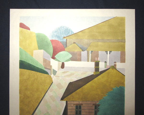 A Great HUGE Orig Japanese Woodblock Print Pencil-Signed Limited# Yamashita Nampuu Nagasaki 1