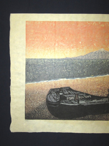 A Huge Orig Japanese Woodblock Print PENCIL Sign Limit# Joshua Rome The Last Voyage