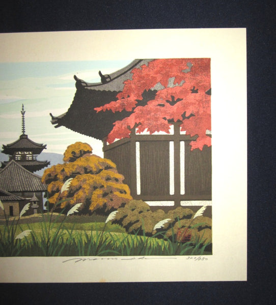 A HUGE Great Orig Japanese Woodblock Print Pencil Sign Limited#  Masado Ido Mapple Red Autumn