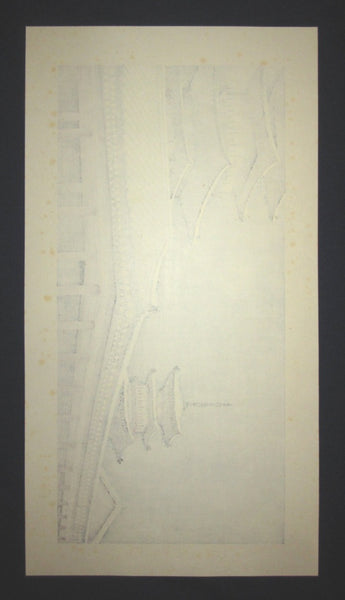 A HUGE Great Orig Japanese Woodblock Print Pencil Sign Limited#  Masado Ido Snow Winter Moon Night