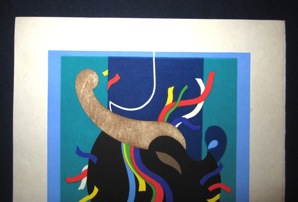 A Great Orig Japanese Woodblock Print LIMIT# PENCIL Sign Kurosaki Akira Festival Music 1984