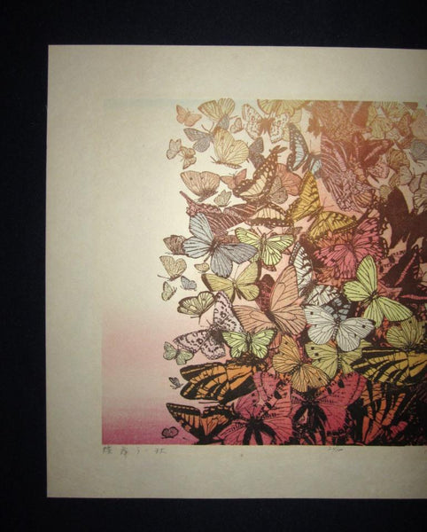 A Great Orig Japanese Woodblock Print Chizuko Yoshida PENCIL SIGN LIMIT# Butterfly Dancing in Autumn