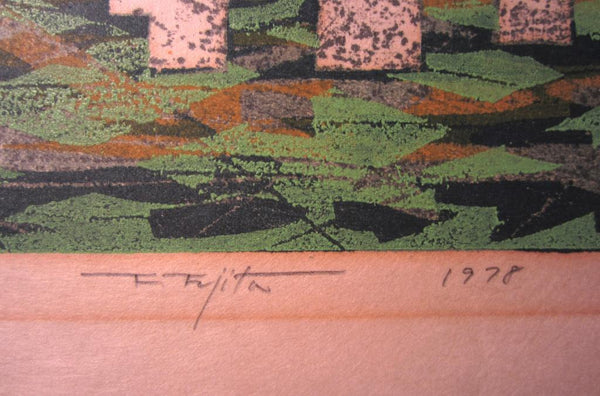 A Huge Orig Japanese Woodblock Print Pencil-Signed Limit# Fujita Fumio White Birch A at Riverside