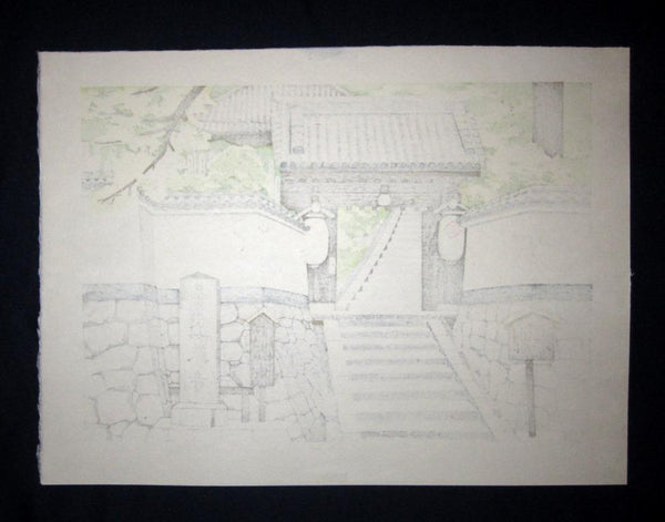 An Great Extra Large Orig Japanese Woodblock Print LIMIT# PENCIL Imai Takehisa Yoshimizu Anyoji Temple