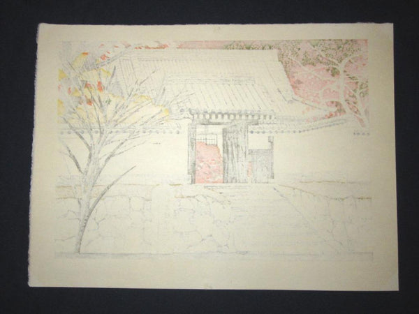 An Great Extra Large Orig Japanese Woodblock Print LIMIT# PENCIL Imai Takehisa Sotai-In Temple
