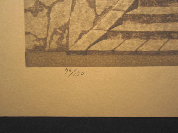 An Great Extra Large Orig Japanese Woodblock Print LIMIT# PENCIL Imai Takehisa Sotai-In Temple