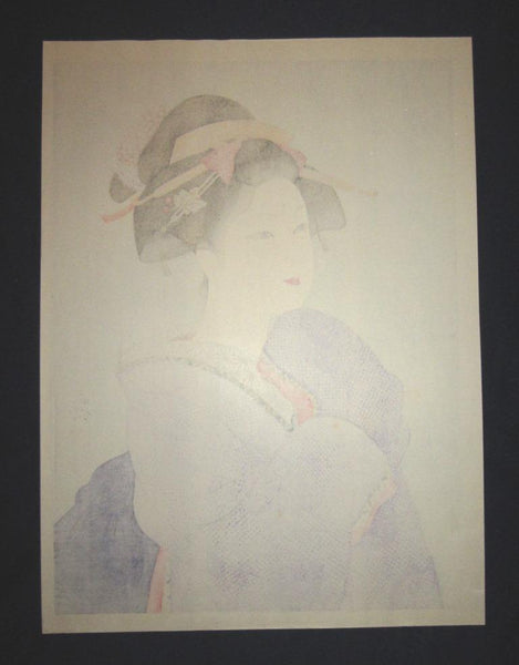 A HUGE Orig Japanese Woodblock Print, LIMIT# PENCIL Sgn Ishida Waka Early Snow