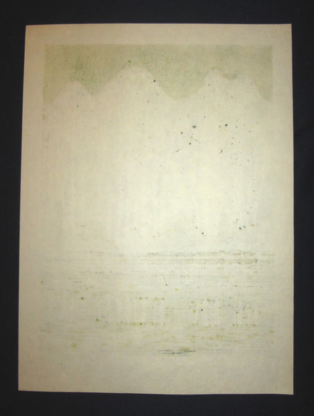 A Great Huge Orig Japanese Woodblock Print Pencil-Signed Limit# Fujita Fumio New Green at Riverside B 1997