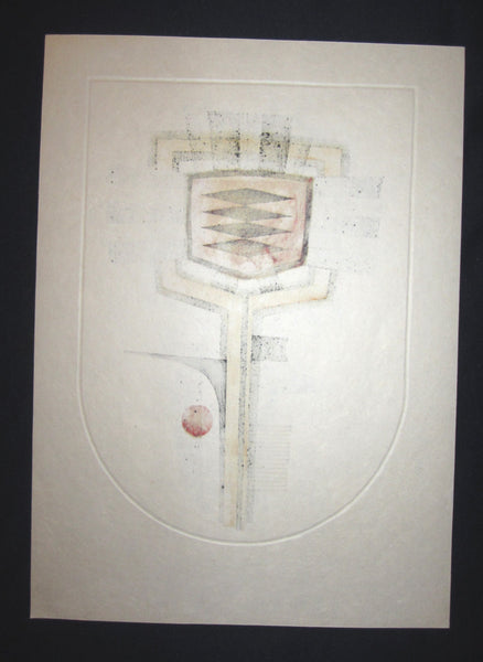 A Extra Large Orig Japanese Woodblock Print Pencil-Signed Limit# Fujita Fumio Fake Mask B 1972