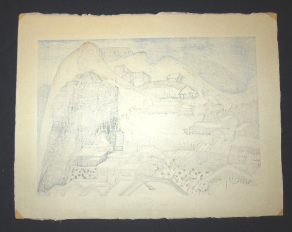 A Great Huge Original Japanese Woodblock Print LIMIT NUMBER PENCIL SIGN Junichiro Sekino Sado Aikawa 1978