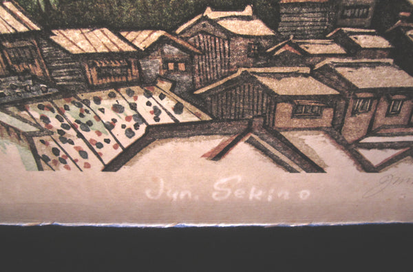 A Great Huge Original Japanese Woodblock Print LIMIT NUMBER PENCIL SIGN Junichiro Sekino Sado Aikawa 1978