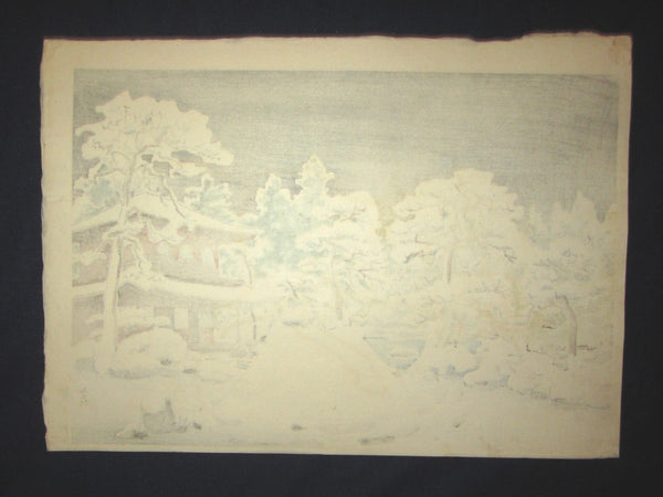 A Great Orig Japanese Woodblock Print Nakamua Daizaburo Gikakuji Snow Kyoto Hanga Printmaker1950 ORIGINAL EDITION