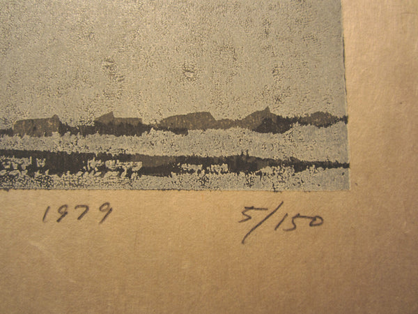 A Great Huge Orig Japanese Woodblock Print Pencil-Signed Limit# Fujita Fumio Twilight B, 1979