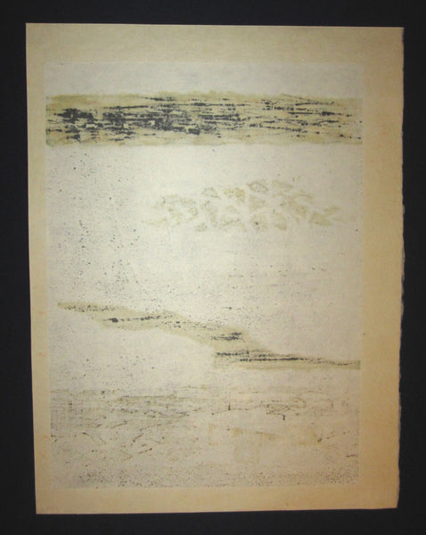 A Great Huge Orig Japanese Woodblock Print Pencil-Signed Limit# Fujita Fumio Snow Covered Plain