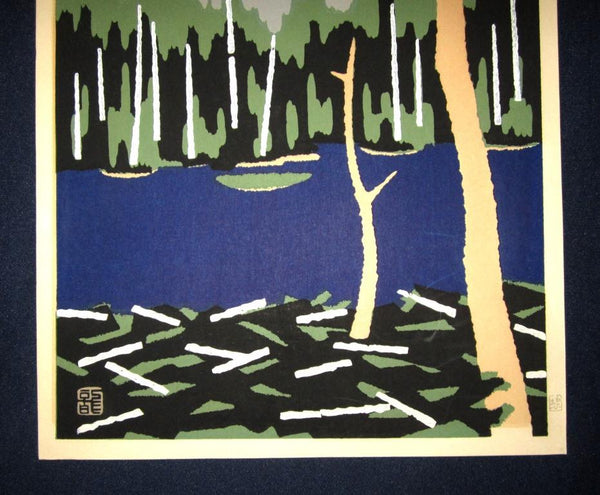 An Orig Japanese Woodblock Scenery Watanabe 1960s