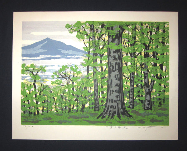A Great Huge Orig Japanese Woodblock Print Pencil-Signed Limit# Fujita Fumio Breeze Creek
