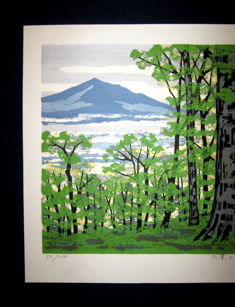 A Great Huge Orig Japanese Woodblock Print Pencil-Signed Limit# Fujita Fumio Breeze Creek