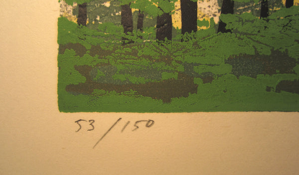 A Great Huge Orig Japanese Woodblock Print Pencil-Signed Limit# Fujita Fumio Breeze Creek