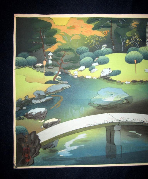 A Great Orig Japanese Woodblock Print Ohno Bafuku Shoren-in Garden Kyoto Printmaker 1950 ORIGINAL EDITION Sister Pair