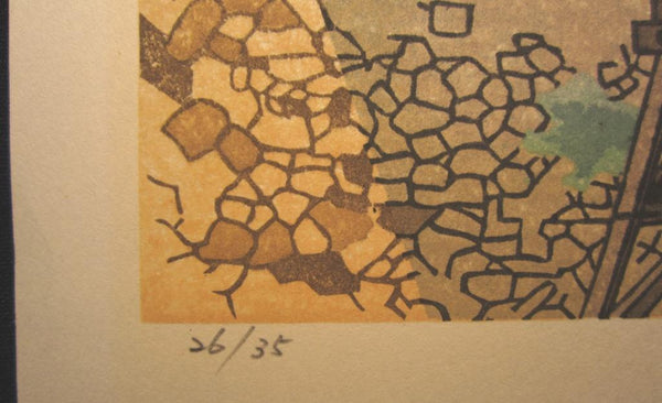 A Great Orig Japanese Woodblock Print Pencil-Signed Limited Edition Tada Hikone Castle