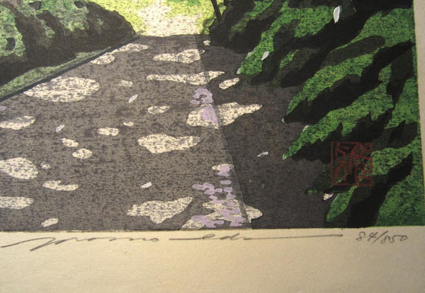 A HUGE Great Orig Japanese Woodblock Print Pencil Sign Limited# Masao Ido Cherry Blossom Spring