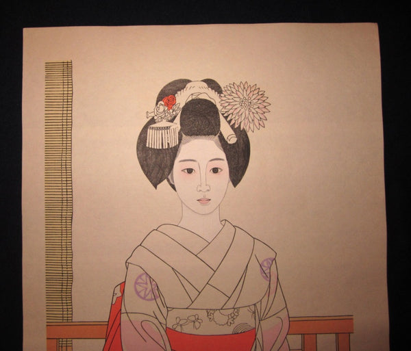 A Great Original Japanese Woodblock Print Tateishi Harumi Maiko