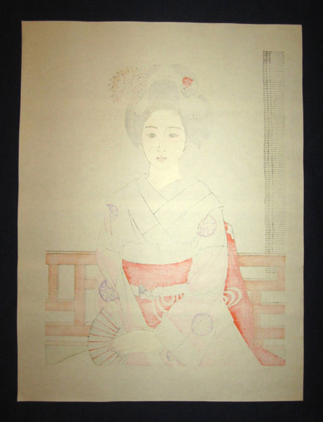 A Great Original Japanese Woodblock Print Tateishi Harumi Maiko