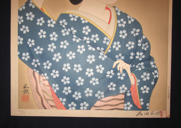 A HUGE Orig Japanese Woodblock Print, LIMIT# PENCIL Sgn Ishida Waka Shallow Spring