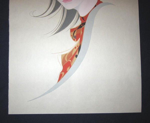 A Great Orig Japanese Woodblock Print Iwata Sentaro Bijin Beauty Shallow Spring 1970s