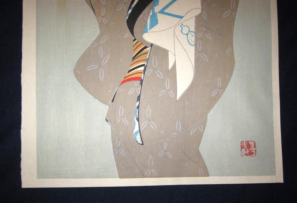 A Great Orig Japanese Woodblock Print Iwata Sentaro Bijin Beauty after Bath